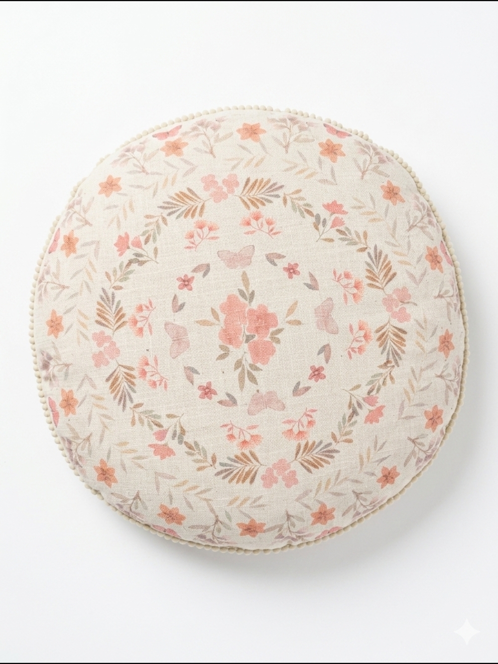 Hobby Lobby Round Floral Accent Pillow - Pink & Cream